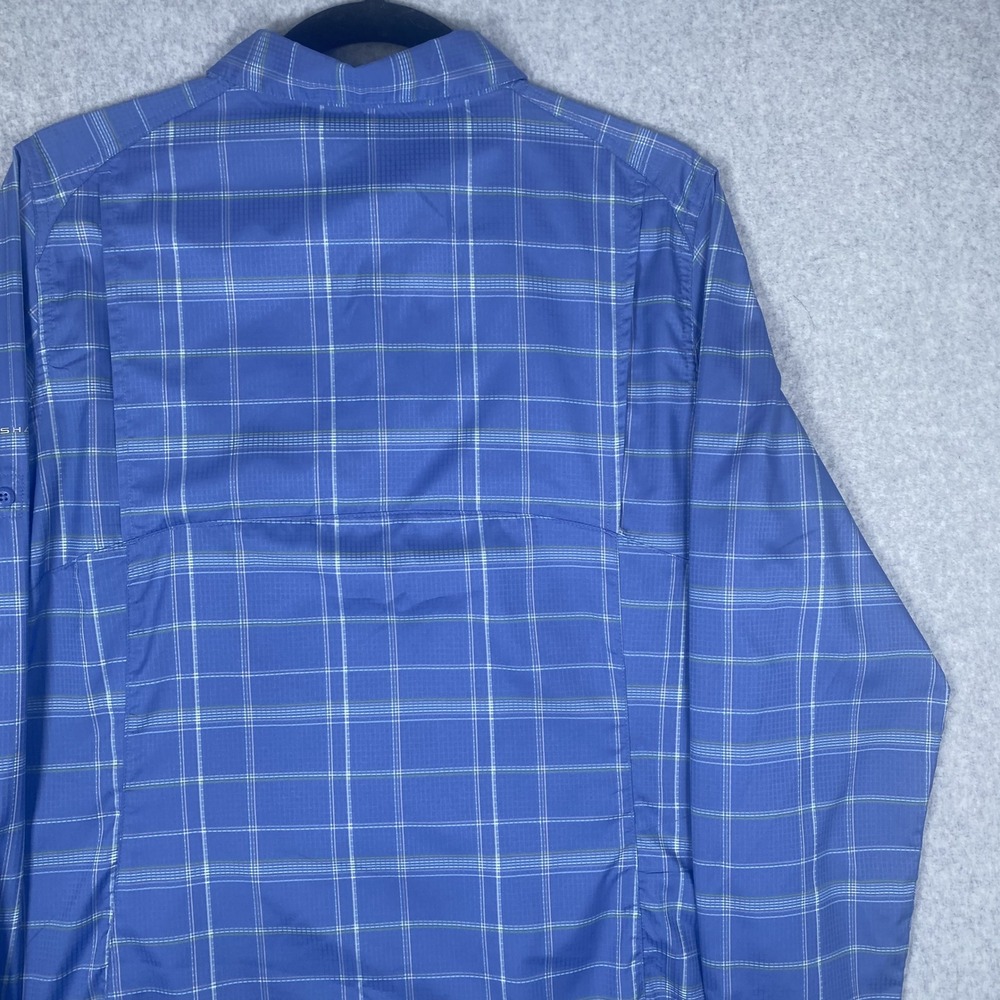 Columbia Button Down Shirt Womens Large Blue Plaid Omni-Shade Long Sleeve Hiking - Picture 8 of 15